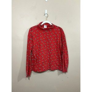VTG Disney Womens Mickey All Over Print Turtleneck M Red 90s Y2K Kidcore Retro